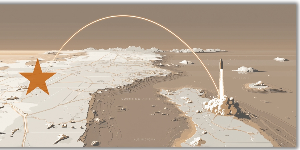 Austin to Starbase launch arc illustration